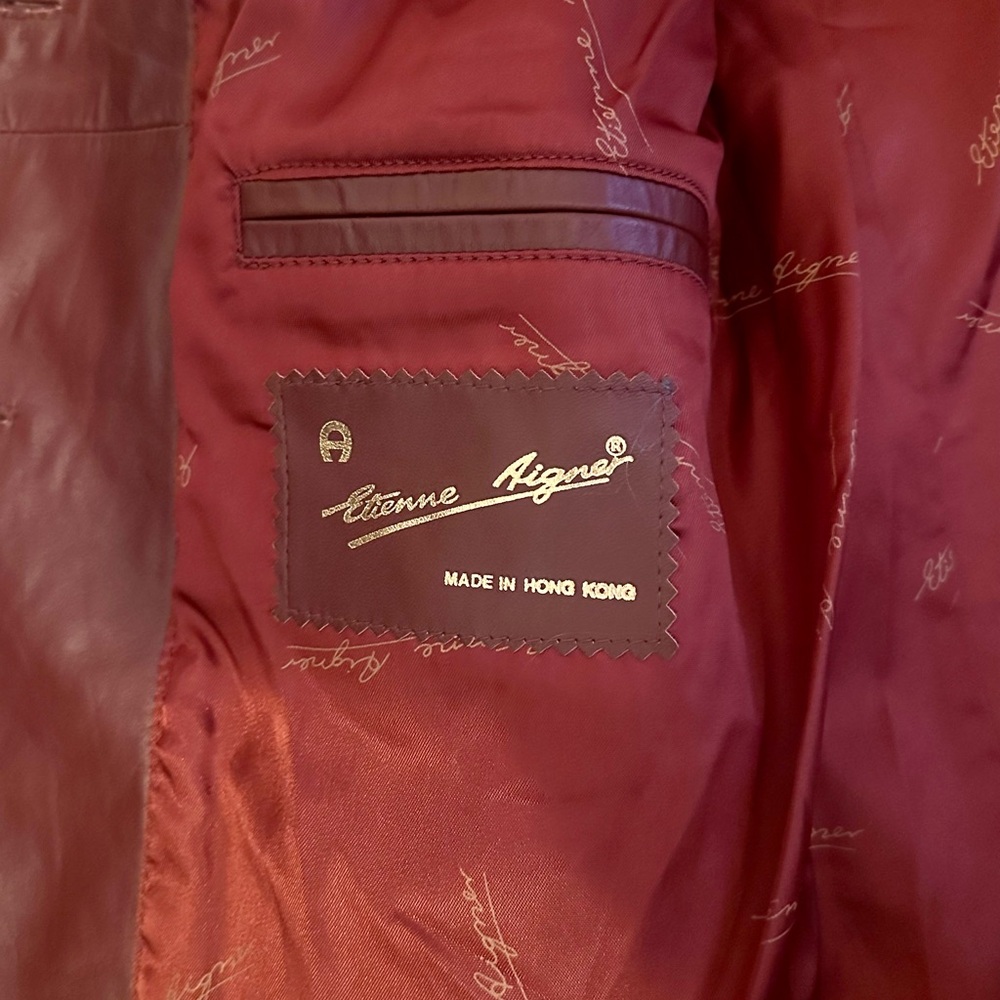 Etienne Aigner Burgundy Leather Jacket - Picture 4 of 9